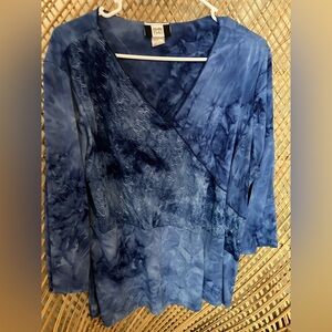 Studio 1940 Blue Tie-Dye Wrap Top
